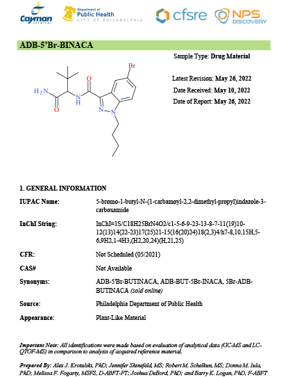 <p>​New Drug Monograph: ADB-5'Br-BINACA (ADB-5'Br-BUTINACA)<br></p>